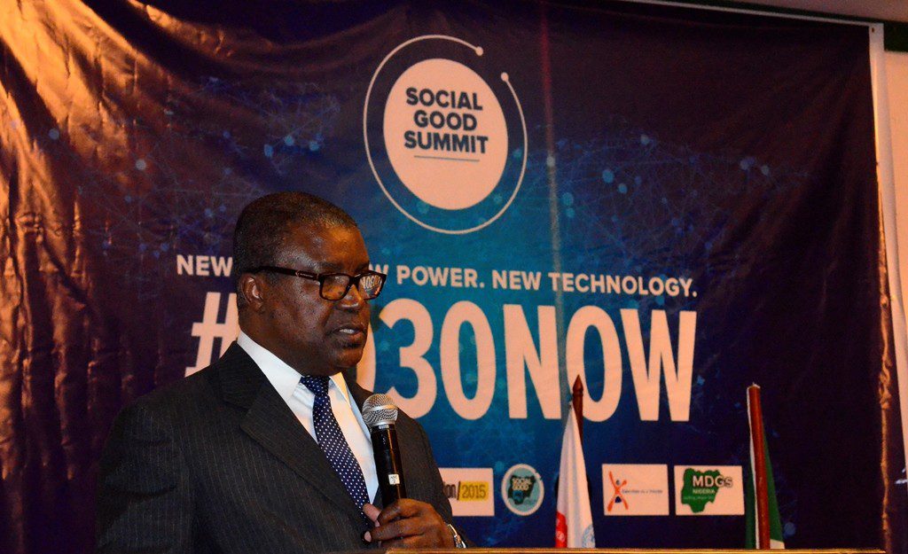 UNDP Res. Rep Opia Mensah Kumah speaks to the delegates at the Social Good Summit in Abuja